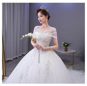 Temperamento una línea hombro vestido <span class=keywords><strong>de</strong></span> <span class=keywords><strong>novia</strong></span> 2024 primavera nueva <span class=keywords><strong>novia</strong></span> cintura cerrada arrastre <span class=keywords><strong>de</strong></span> gran tamaño embarazada moda chica principal - Product Image 3