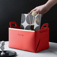 Organisateur de rangements moderne fait main sur mesure, boîte de rangement rectangulaire en cuir pliable pour coffre de voiture, 18L, pour soins de la peau et cosmétiques, sans couvercle