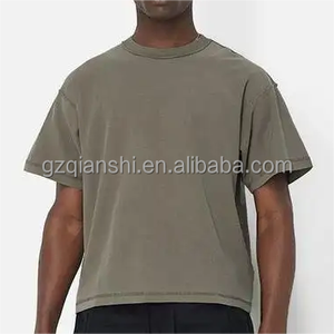 High Quality Custom Thick Cotton Washed T-shirt Hip Hop Blank Oversized Boxy Crop 320 Gsm t Shirt Heavyweight Vintage t Shirt - Product Image 2