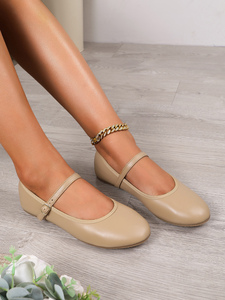 <span class=keywords><strong>Scarpe</strong></span> Basse Classiche da <span class=keywords><strong>Donna</strong></span> Mary Jane <span class=keywords><strong>Nude</strong></span> con Cinturino Regolabile in Morbida Pelle Comode per Uso Quotidiano Ballerine - Product Image 2