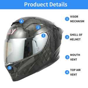 Venta al por mayor cascos de motocicleta de cara completa de fibra de carbono certificado por el DOT diseño modular con visera Doble - Product Image 3