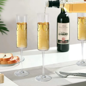 Flautas de cristal de tallo largo reutilizables con logotipo personalizado, boda elegante para copas de champán para brindis de <span class=keywords><strong>aniversario</strong></span> y cumpleaños - Product Image 3