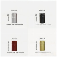 Bouchons à vis en aluminium couleur personnalisée pour bouteilles en verre, fermetures ROPP à jupe longue, noir mat, or, rouge pour spiritueux et huile d'olive