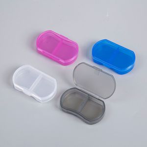 Pastillero portátil de dos compartimentos, caja de almacenamiento de medicamentos a prueba de polvo, sellada, de plástico transparente, para uso diario - Product Image 2