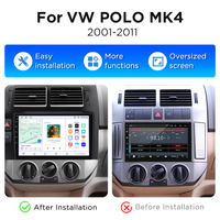 Radio Mobil Android Junsun 9 inci untuk Polo Mk4 IV 2001-2009 AUTO AC 2 Din, Stereo Mobil Android, Pemutar Video, GPS, Navi