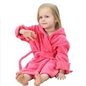キッズフード付きテリーバスローブピンクの女の子フード付きジッパーバスローブ動物フード付き