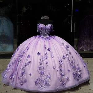Novo Vestido de Quinceanera Roxo de Ombro a Ombro 2025 com Apliques e Contas para Aniversário Vestido de Baile Vestidos de Formatura Vestido De 15 Anos - Product Image 2