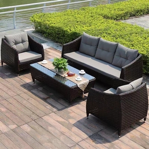 2025 Nova Venda Quente Confortável Ao Ar Livre Varanda Mobiliário Rattan Sofá Combinação Pátio Ar Livre PE Rattan Sofá Set - Product Image 6