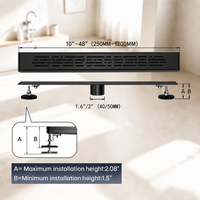 Drain de douche linéaire noir mat OEM ODM, sortie verticale moderne, en acier inoxydable 304, pour salle de bain et hôtel, long drain de sol – Vente chaude