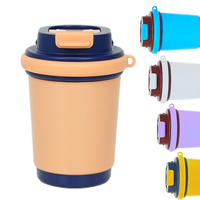 Mug Kopi Tumbler Unik Dengan Tutup, Cangkir Perjalanan Dinding Ganda Stainless Steel Warna-Warni Logo Kustom