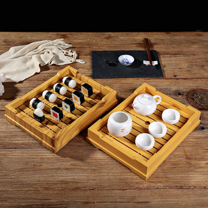 Plateau à thé de style japonais, en plastique imitation bambou, qui drainne facilement l'eau et est résistant à la moisissure. C'est un modèle détachable et minimaliste. - Product Image 4