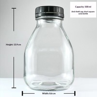 Bouteille de boisson en verre sodocalcique de 500 ml avec bouchon inviolable pour lait frais, jus, thé et yaourt - Modèle SQL2