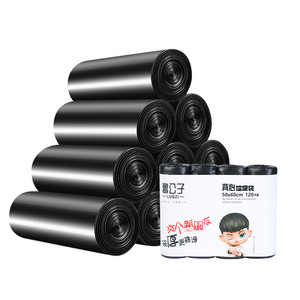 Thickened Garbage Bags 50x60cm L Size With Handle For Kitchen Dormitory Student Use Black Color 120 Pieces - Product Image 2