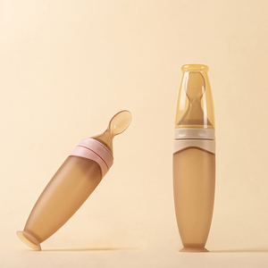 Cuillère-<span class=keywords><strong>biberon</strong></span> en silicone sans BPA avec base à ventouse, distributeur de nourriture à presser pour bébés, distributeur de céréales de riz pour nourrissons - Product Image 5