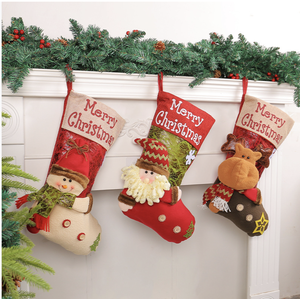 Joyeux <span class=keywords><strong>Noël</strong></span> Père <span class=keywords><strong>Noël</strong></span> Bonhomme <span class=keywords><strong>de</strong></span> neige Broderie Chaussettes Décorations d'arbre <span class=keywords><strong>de</strong></span> vacances Sacs cadeaux <span class=keywords><strong>de</strong></span> bonbons suspendus pour enfants - Product Image 1