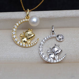 Pendentif en argent S925 avec plateau vide pour 6-8 perles, accessoires de bijoux pour appui-tête féminin, semi-fini, design 4035 - Product Image 1