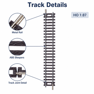 Vente en gros de rails <span class=keywords><strong>miniatures</strong></span> <span class=keywords><strong>HO</strong></span> à l'échelle 1:87, modèle G1, 9,06 pouces, rails droits, modèle de train miniature, jouets ferroviaires, rail en métal, 14+ - Product Image 2
