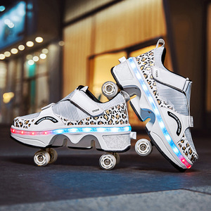 Dingjian Flashing Roller Shoes With Led Lights For Kids And Teens Mesh Material Double Row Wheels Rechargeable - Product Image 3