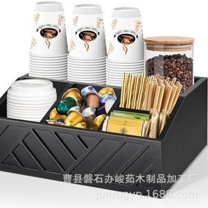 Wooden Desktop Storage Box For Coffee Pods Tea <b>Sugar</b> <b>Packets</b> With Lid Organized Kitchen Organizer For Restaurant Use - Product Image 3