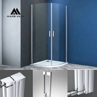 Mars Villa EN CE SGCC Enceinte de douche double coulissante légère en aluminium noir moderne, arquée, de type grange, pour baignoire, personnalisable, vente en gros