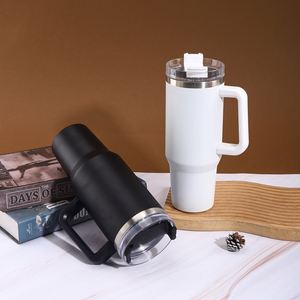 <b>Travel</b> Car H1.0 <b>Handle</b> <b>Mug</b> 40oz Double Wall Insulated Tumbler Lid Straw Anti-Slip ODM Custom Brand - Product Image 1