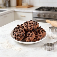 Kue Kering Cokelat Chip Tanpa Bahan Tambahan Buatan Rasa Kakao Ganda Biskuit Renyah Kemasan Individu untuk Supermarket & Toko Roti