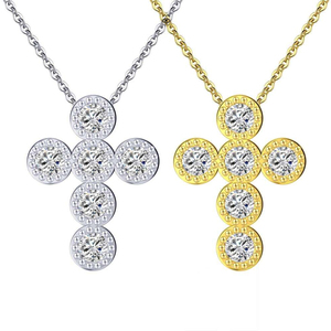 Expédition rapide 925 Sterling Silver 3mm Moissanite Vvs GRA Certifié 18k Plaqué Or Religieux Croix Pendentif Collier - Product Image 6