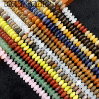 Perles de pierre naturelle de jaspe jade en forme de soucoupe volante 5x10mm, perles rondelles en pierre naturelle, perles intercalaires pour la fabrication de bijoux