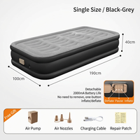 Matelas Gonflable Simple Pliable Moderne Floqué Doux pour la Peau, Léger, Soutien Robuste, Lit Gonflable Portable Rechargeable