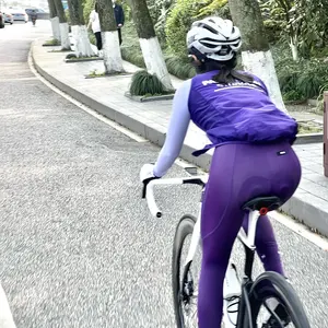 Mcycle celana bersepeda wanita, bawahan Bib panjang bersepeda berbantalan 3D kantong Legging tanpa kelim