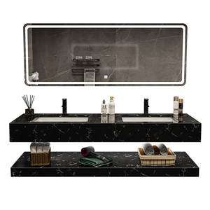 Miroir intelligent de luxe moderne, miroir de salle de bain mural avec double vasque, léger pour hôtel et appartement - Product Image 5