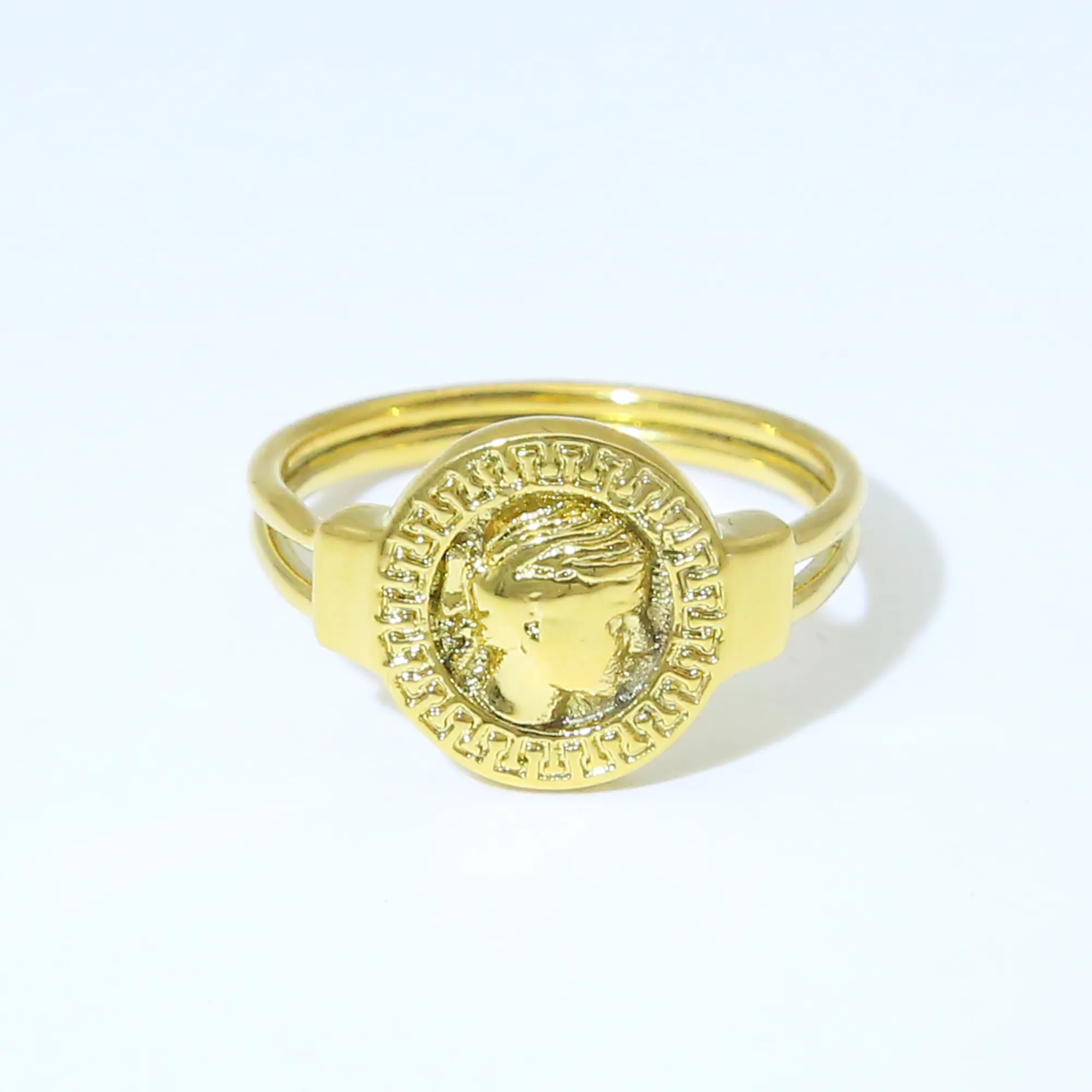 Boho โรมันเหรียญผู้หญิง Face Vintage เครื่องประดับแหวนเงินไทเทเนี่ยมแหวน14 K Rose Gold Classic นิ้วมือ