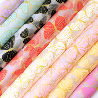 Papier d'emballage pour fleurs Aierflorist, papier transparent imperméable à l'eau avec motif de papillon doré, néon, 56x56cm, 20 feuilles, style Dream Girl