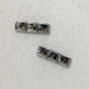 Bracelet modulaire italien 12 constellations en acier inoxydable plaqué or, bijoux DIY unisexe pour tous les jours - Product Image 2