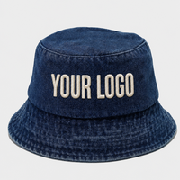 Chapeau Bob Personnalisé en Denim Foncé Camouflage, Tissu Coton Lavé, Broderie 3D, Style Vintage Streetwear Y2K, Décontracté, Sport, Extérieur, Unisexe