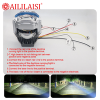 Phare LED tout-terrain AILILAISI avec lentille, projecteur à 4 lentilles, feux de croisement/route et feux de jour pour Jeep, camion, 4x4, SUV, BMW