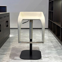 Tabouret de bar moderne pivotant et réglable en hauteur, revêtement en cuir PU, base en acier inoxydable pour comptoir de cuisine, café, bar