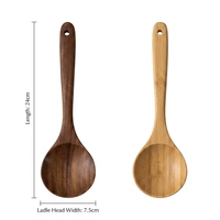 Louche de cuisine en bois d'acacia naturel, faite à la main, cuillère inclinée, ustensile de cuisine résistant à la chaleur, écologique, OEM, vente en gros personnalisée