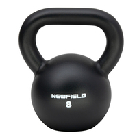 Kettlebell portable en acier noir, durable et conçue sur mesure, avec anneaux de poids codés par couleur, non en fonte ductile.