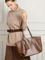 Sac à main en cuir de vache véritable pour femmes, sac fourre-tout en cuir décontracté luxueux, sac à bandoulière durable pour soirée, personnalisable et tendance