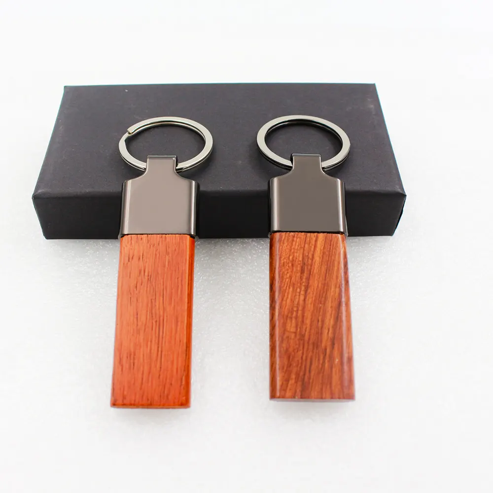Oneway Wholesale high quality promotional blanks keychains ring customize metal logo blank bamboo wooden wood keychain
