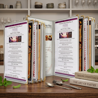 Porte-menu de restaurant en PVC transparent format A4 avec capacité de 6 pages et 12 vues, doté de pochettes en plastique