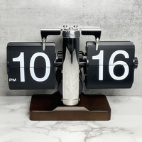 Europäische kreative Flip Down Seite Schreibtisch uhren Retro Flip Tisch uhr Edelstahl Mechanische Automatik Flip Clock Home Decor