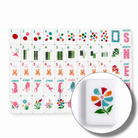 Set Mahjong Tema Leopard Bunga Amerika, Ubin Akrilik Putih Mewah Ukuran 1,42 inci, Ukiran Laser, Gudang Lokal AS, Pengiriman Cepat