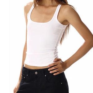 ODM Logo personnalisé 100% tricot <span class=keywords><strong>de</strong></span> coton 160g col rond été sans manches débardeur femmes basique recadrée débardeur fabrication <span class=keywords><strong>de</strong></span> vêtements - Product Image 4