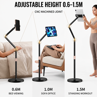 Support de tablette en métal pour sol, rotation à 360° °   Base lestée universelle rotative et réglable en hauteur (0,6-1,5 m), 4,2 kg, pour studio, salle de sport, bureau, OEM, vente en gros