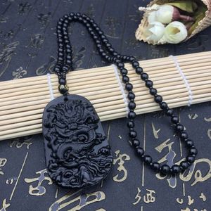 Collar con Colgante Pixiu de Obsidiana, Elegante Amuleto Fengshui Piuxiu Negro Chapado en Oro, Joyería Unisex para Parejas - Product Image 5