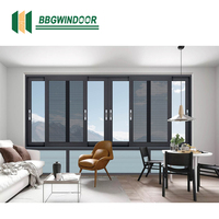 Fenêtre coulissante horizontale moderne Lukliving avec cadre en alliage d'aluminium, isolation thermique et stores en acier inoxydable