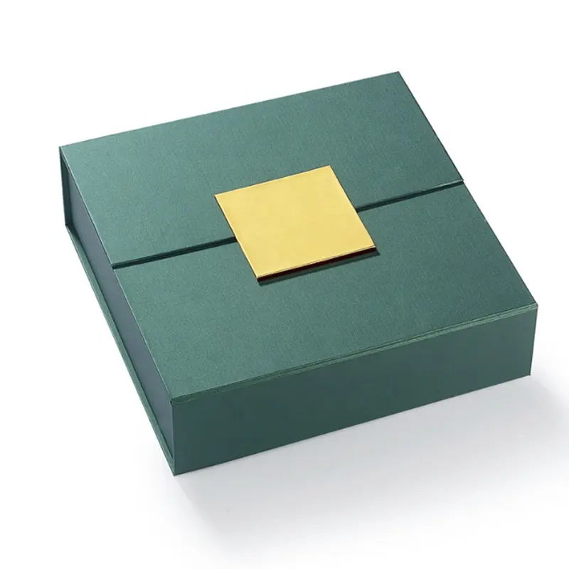 재활용 가능한 고급 녹색 더블 도어 자석 플랩 의류 종이 상자 맞춤형 접이식 결혼식 자기 판지 선물 상자