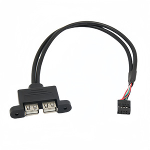 สายต่อขยาย USB 2.0 แบบคู่ ตัวเมีย 9 พิน เป็นแบบคู่ USB พร้อมหูยึด สายทองแดงสีดำ สำหรับเมนบอร์ด I/O Shield - Product Image 1